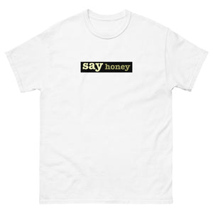 say honey title track block tee